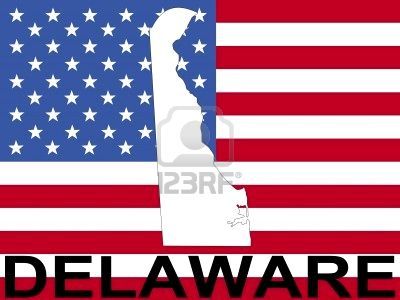 Fmapa de delaware en la bandera americana ilus